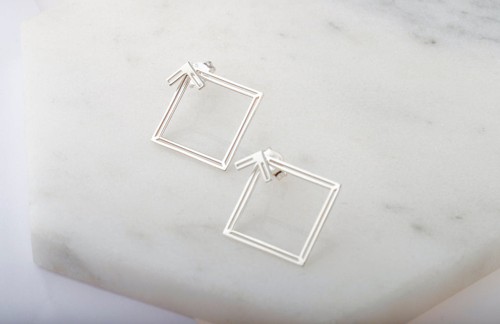 Square Ear Jacket Earrings