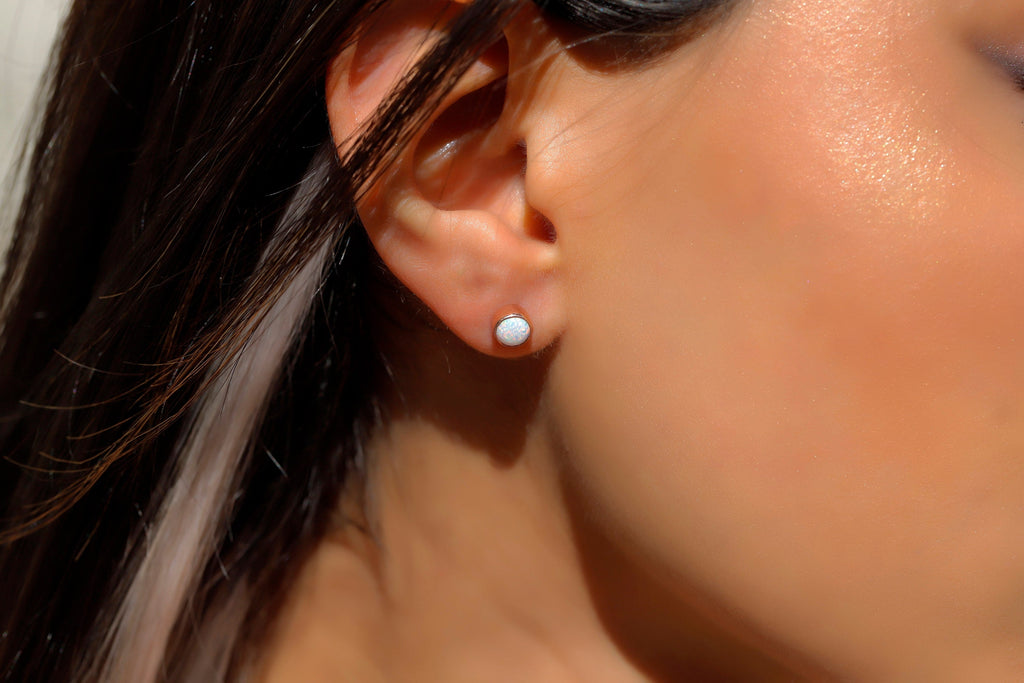 Luminous White Opal Studs – Dazzling Elegance for Every Occasion