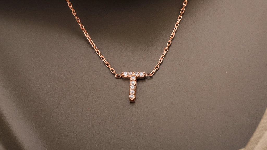 Personalized CZ Diamond Dainty Initial Necklace