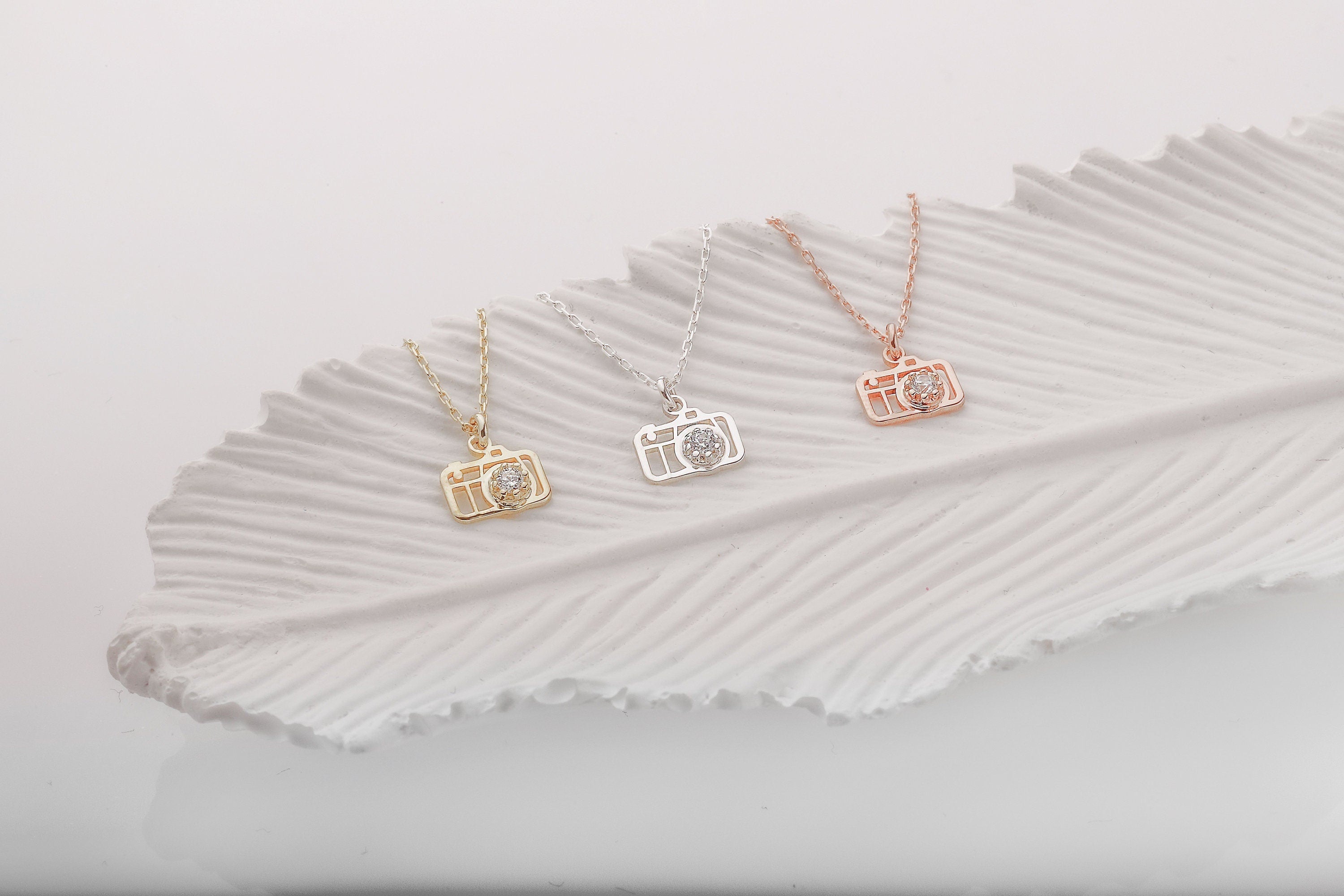Camera Necklace with Sparkling CZ Diamond Accents | SilverGoldandRose