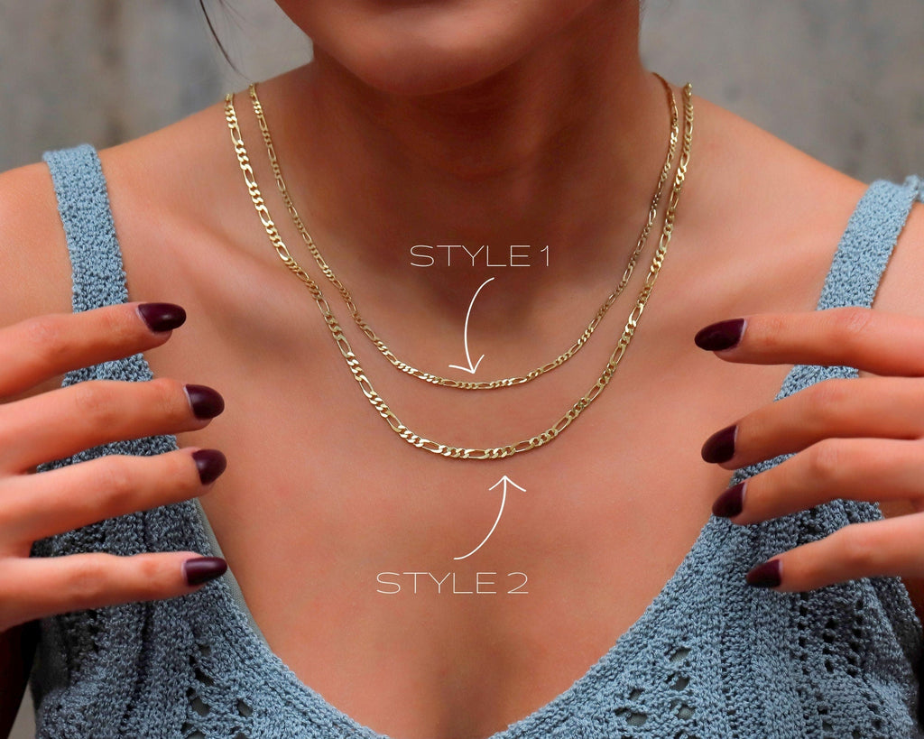 Figaro Chain Necklace - Stunning 14K Gold &amp; Sterling Silver Jewelry for Everyday Elegance