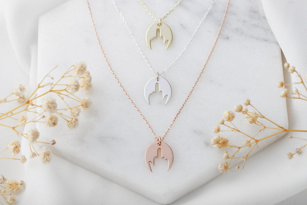 14K Gold Middle Finger Necklace - Bold Charm for Unapologetic Self-Expression