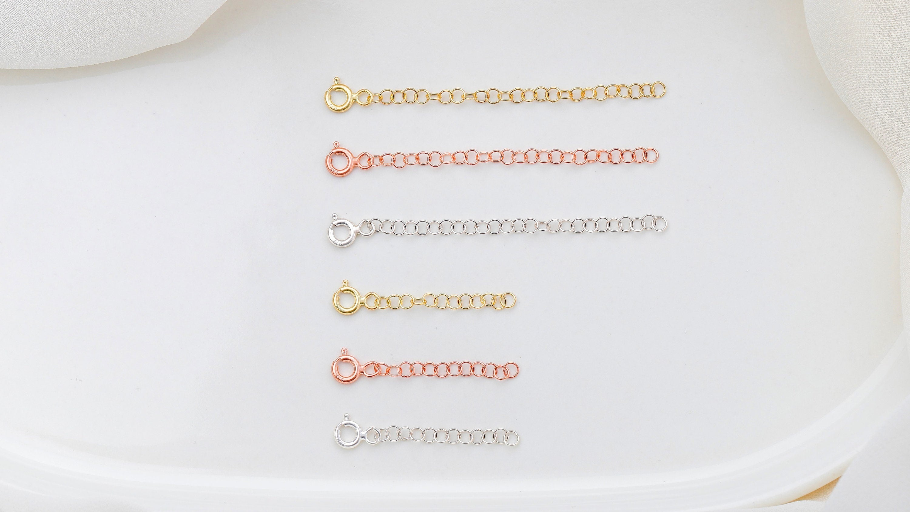 Adjustable Chain Extender for Necklaces & Bracelets - 925 Sterling Silver