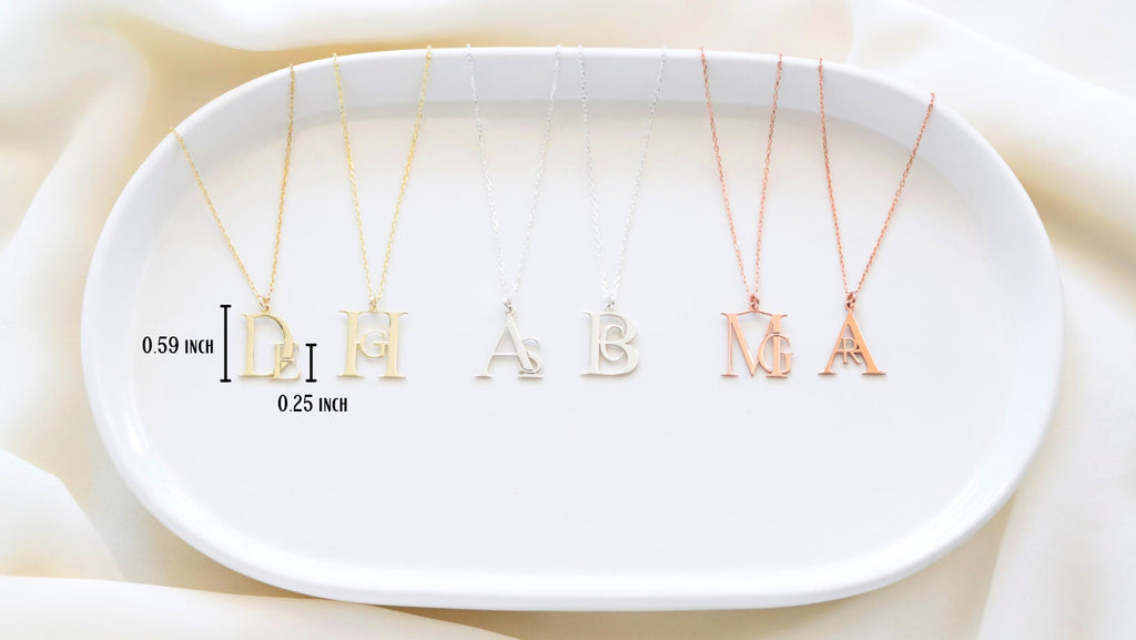 SilverGoldandRose Initials Charm Necklace - Personalized Solid Gold, Rose Gold, or Sterling Silver Design