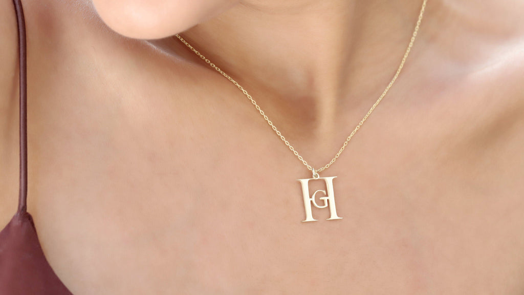 SilverGoldandRose Initials Charm Necklace - Personalized Solid Gold, Rose Gold, or Sterling Silver Design
