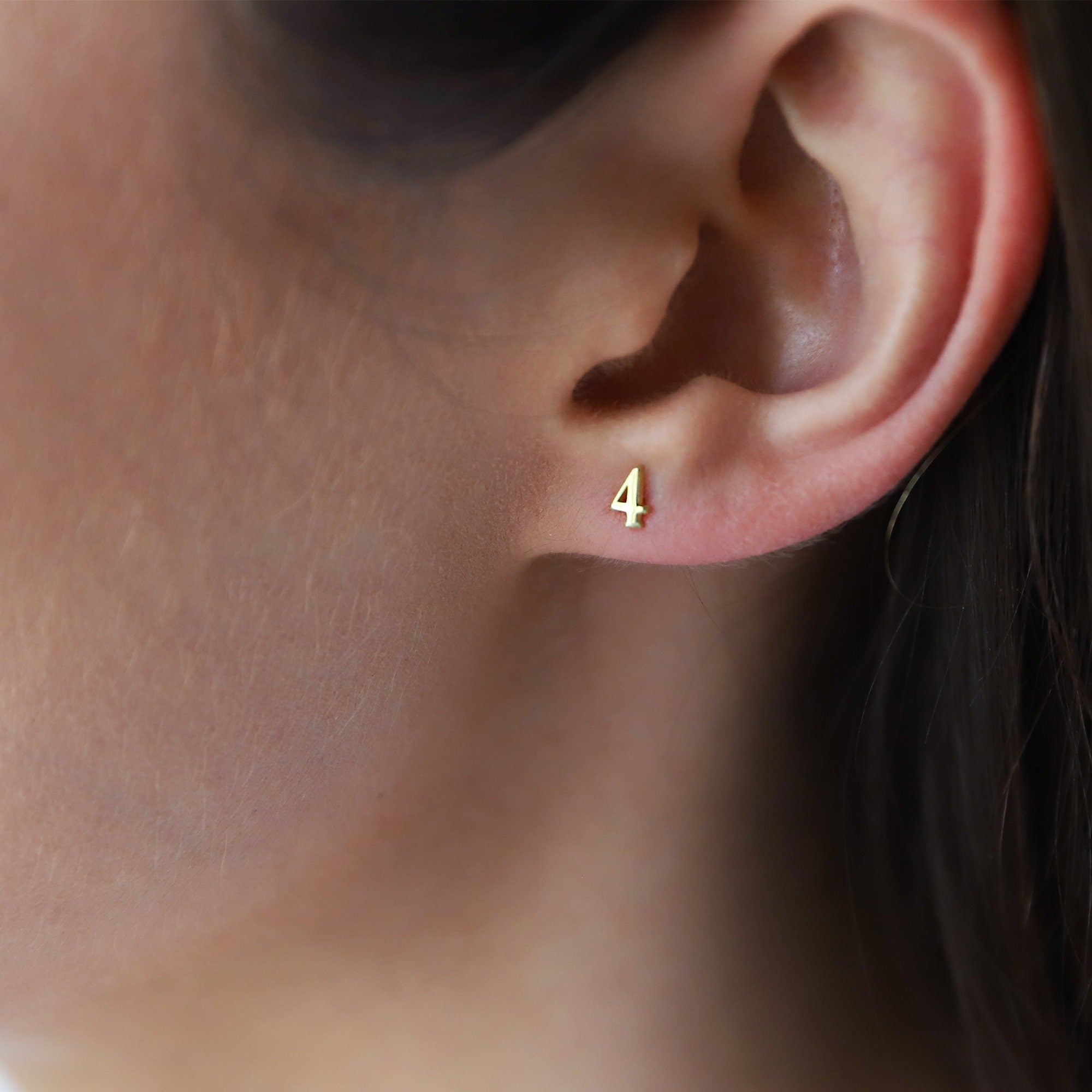 Gold Mini Number Stud Earrings | Personalized Dainty Silver Minimalist Designs