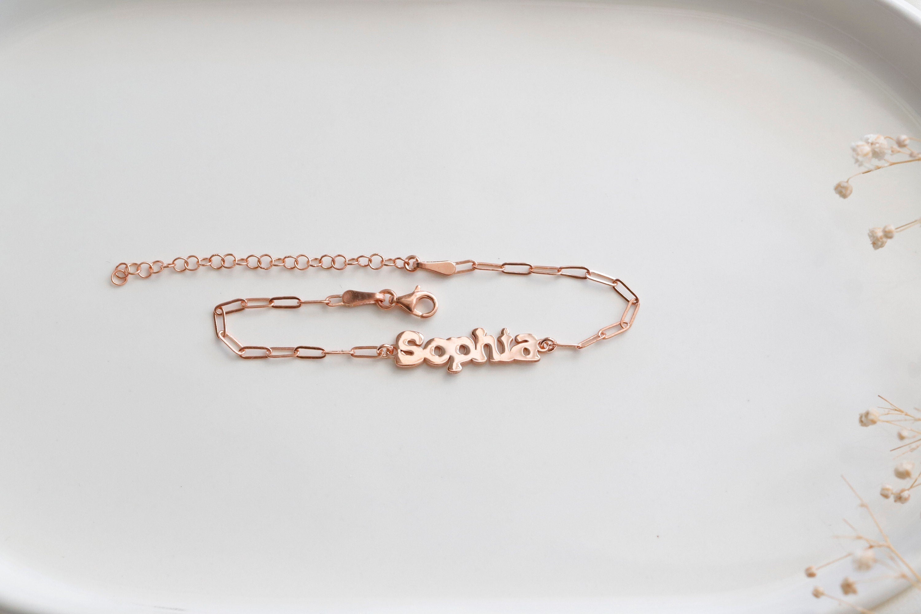14K Rose Gold Personalized Name Bracelet