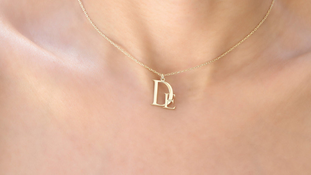 SilverGoldandRose Initials Charm Necklace - Personalized Solid Gold, Rose Gold, or Sterling Silver Design