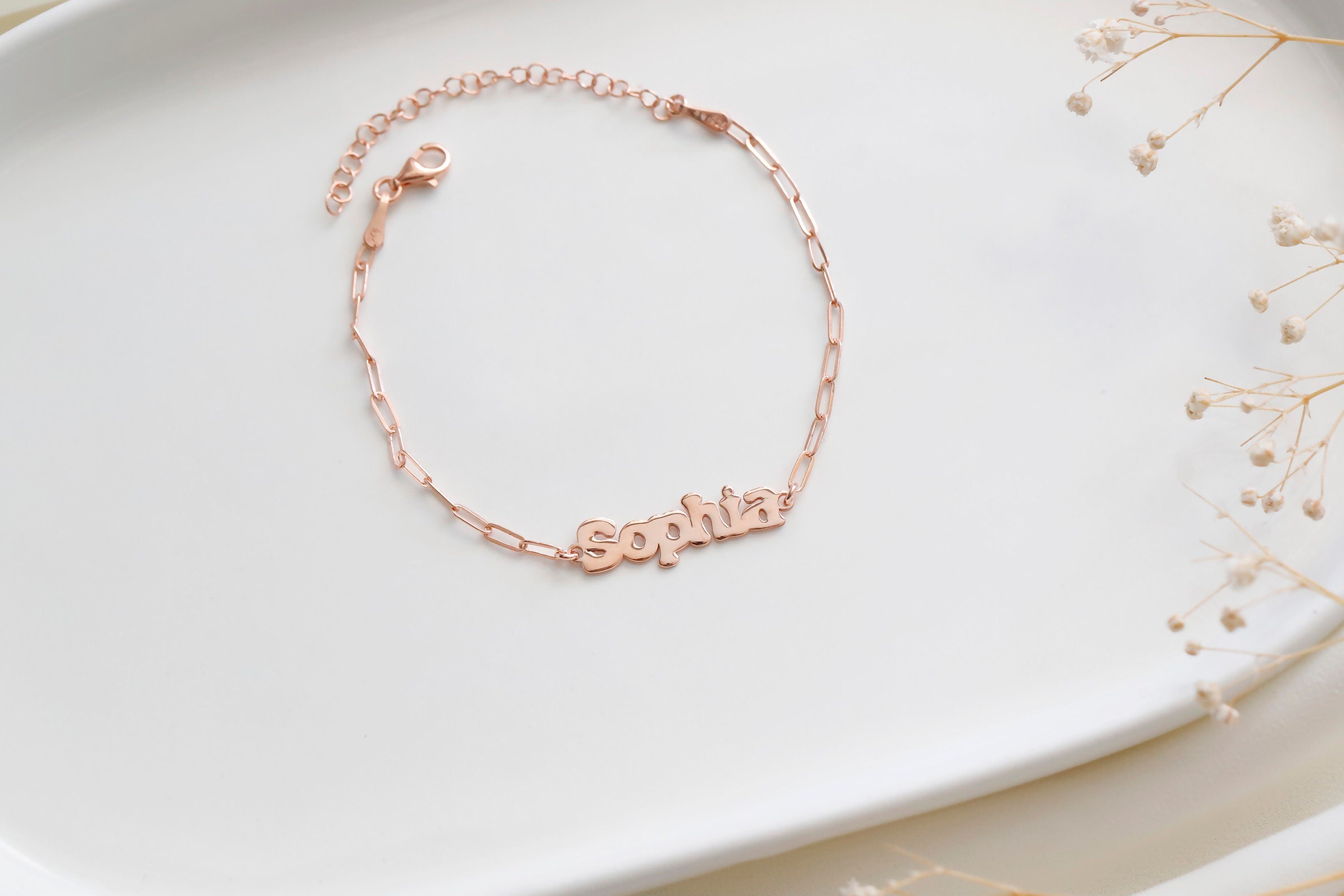 14K Rose Gold Personalized Name Bracelet
