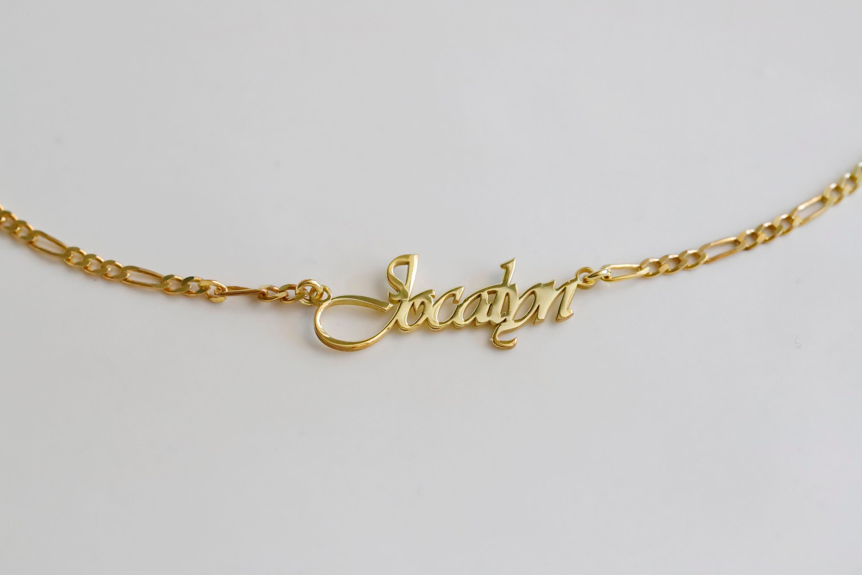 Figaro Chain Name Necklace in 925 Sterling Silver by SilverGoldandRose