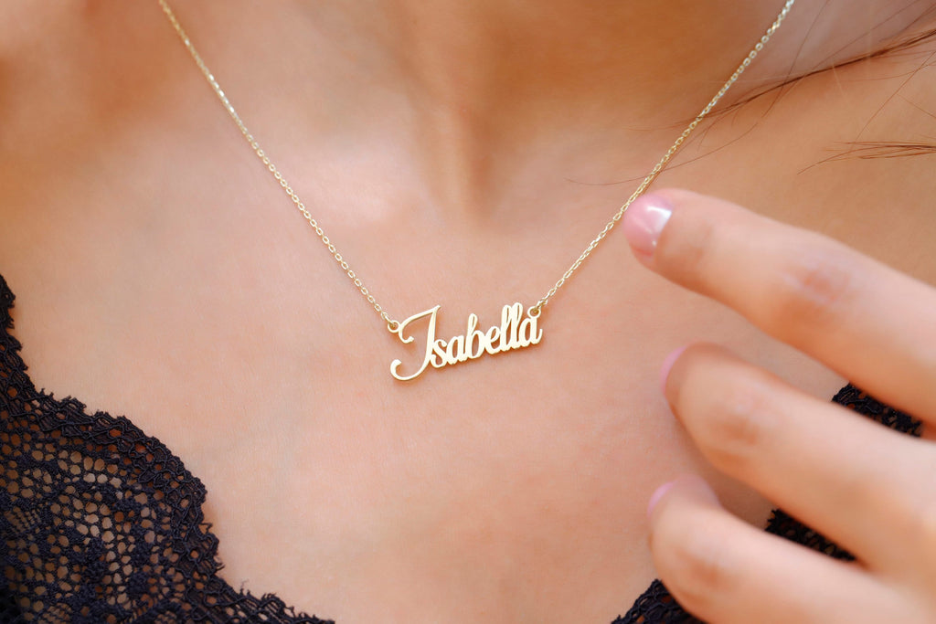 Gold Signature Name Necklace - Personalized Cursive Design