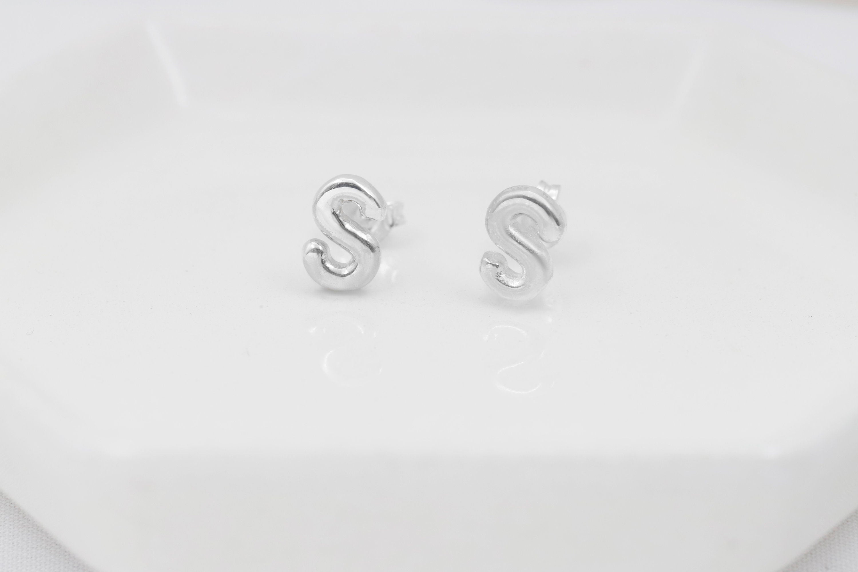 Bubble Pop Jewelry 3D Initial Stud Earrings - Dainty Balloon Letter Design for a Fun, Personalized Touch