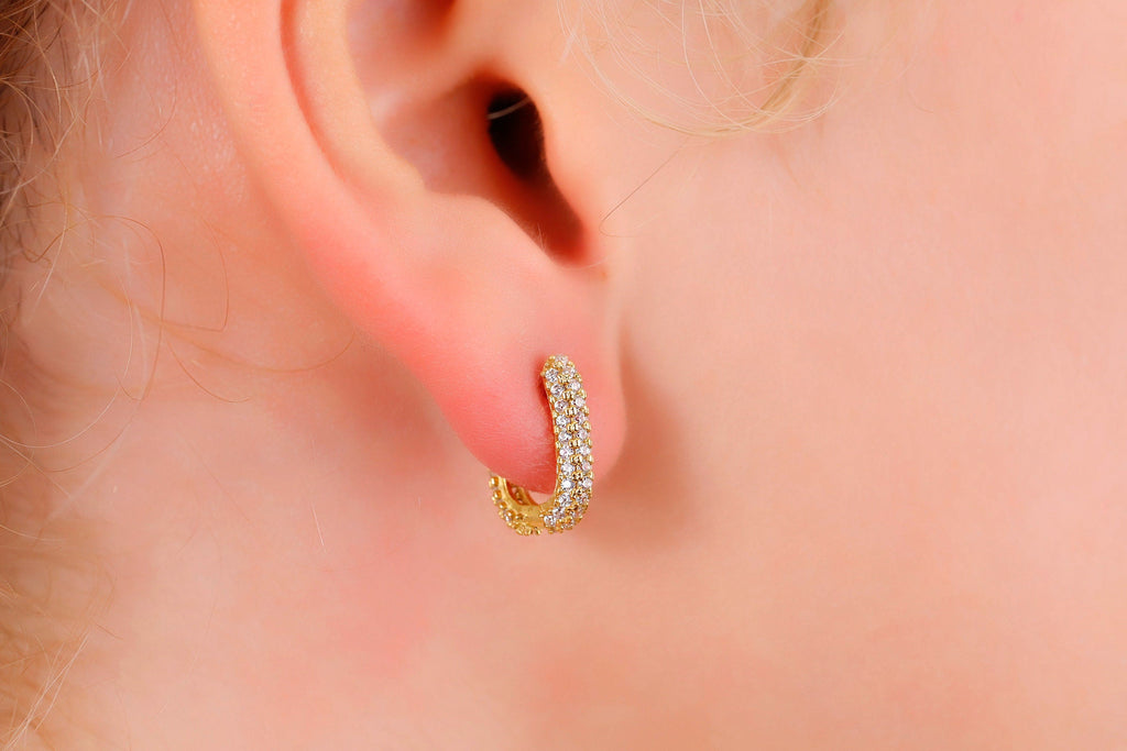Sparkling Silver Diamond Huggie Earrings | Dainty CZ Cartilage Hoops for Your Earring Stack | Perfect Gift Idea