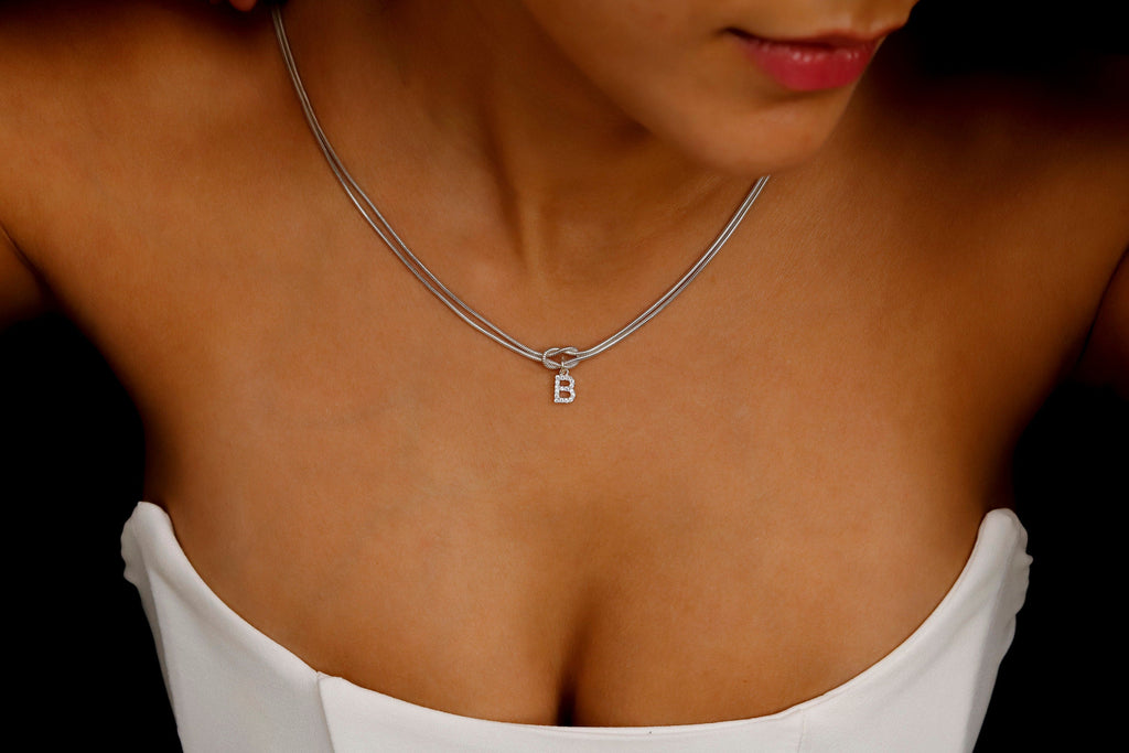Elysian Love Knot Chain - Sparkling CZ Diamond Initial Charm