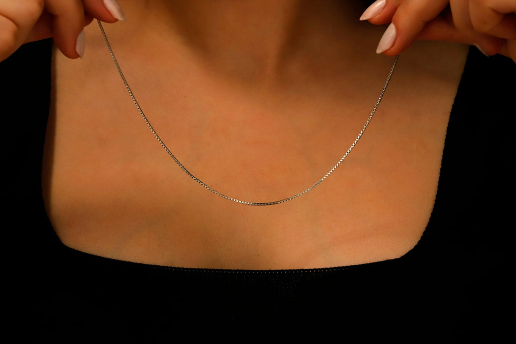 Sterling Silver Box Chain Necklace | Dainty 14K Gold Layered Chains for a Stylish Look