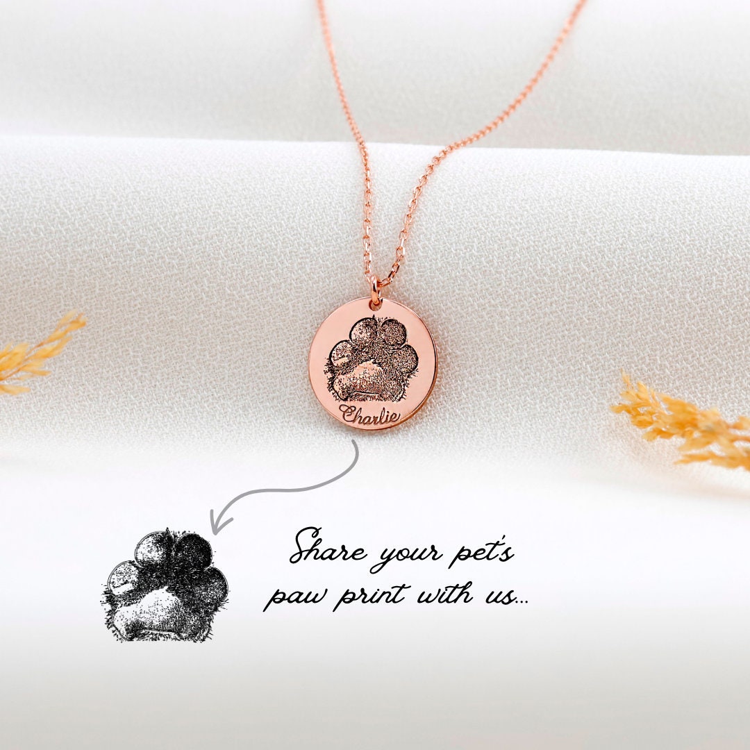 Personalized Pet Paw Print Necklace | Perfect Gift for Dog & Cat Lovers