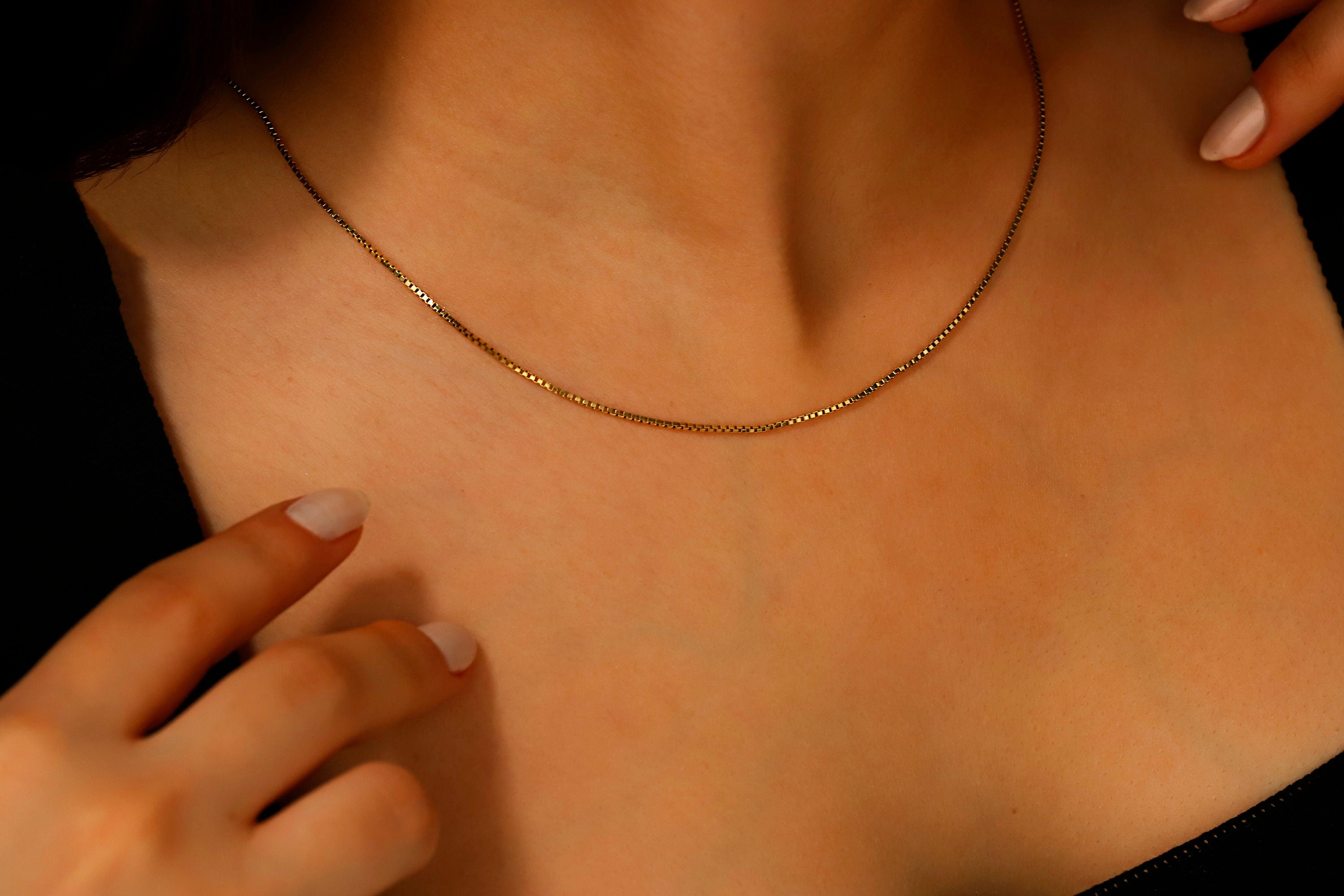 Sterling Silver Box Chain Necklace | Dainty 14K Gold Layered Chains for a Stylish Look