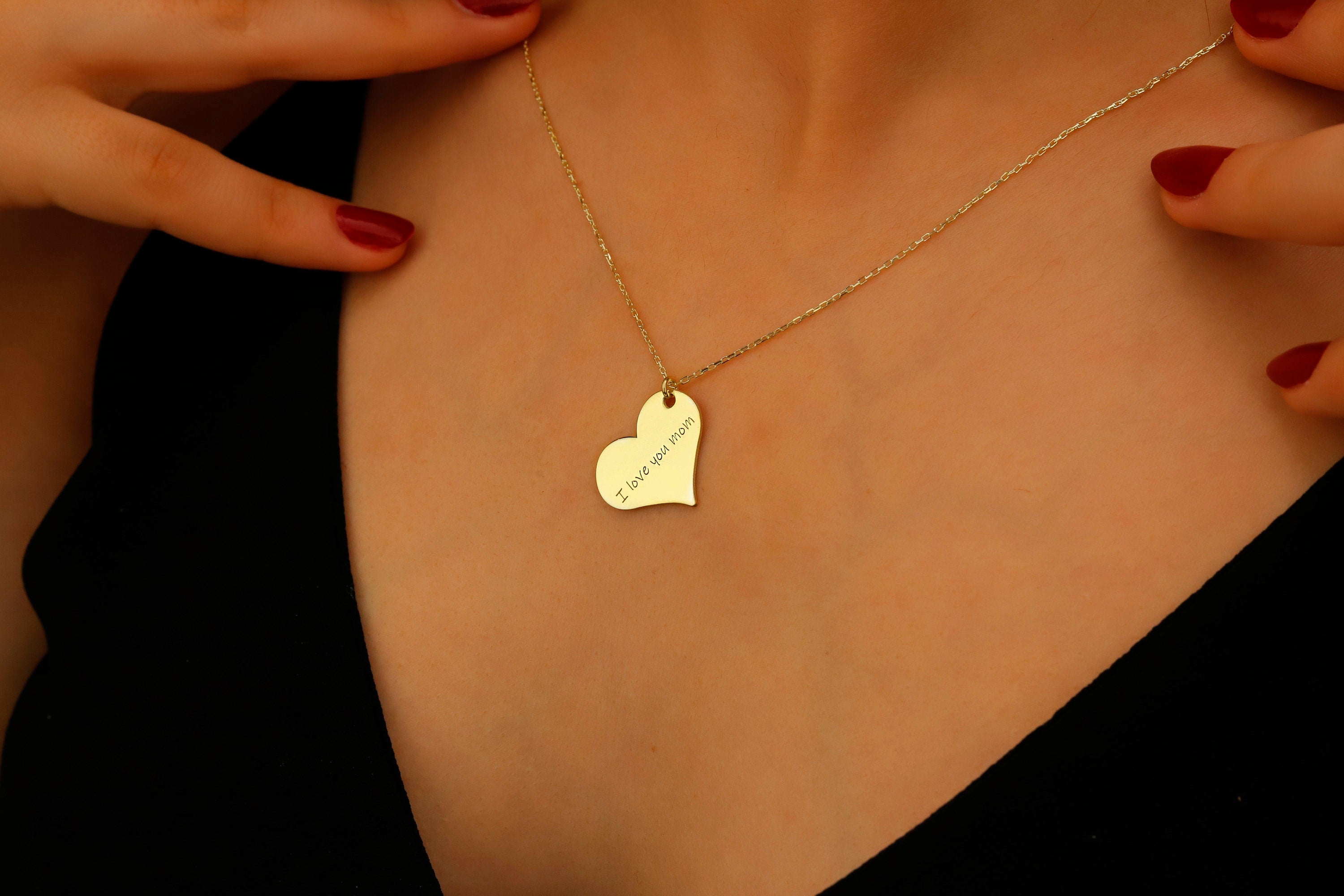 Personalized  Heartfelt Handwriting Engraved Pendant Necklace in 925 Sterling Silver