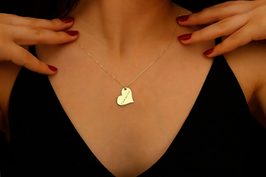Personalized  Heartfelt Handwriting Engraved Pendant Necklace in 925 Sterling Silver