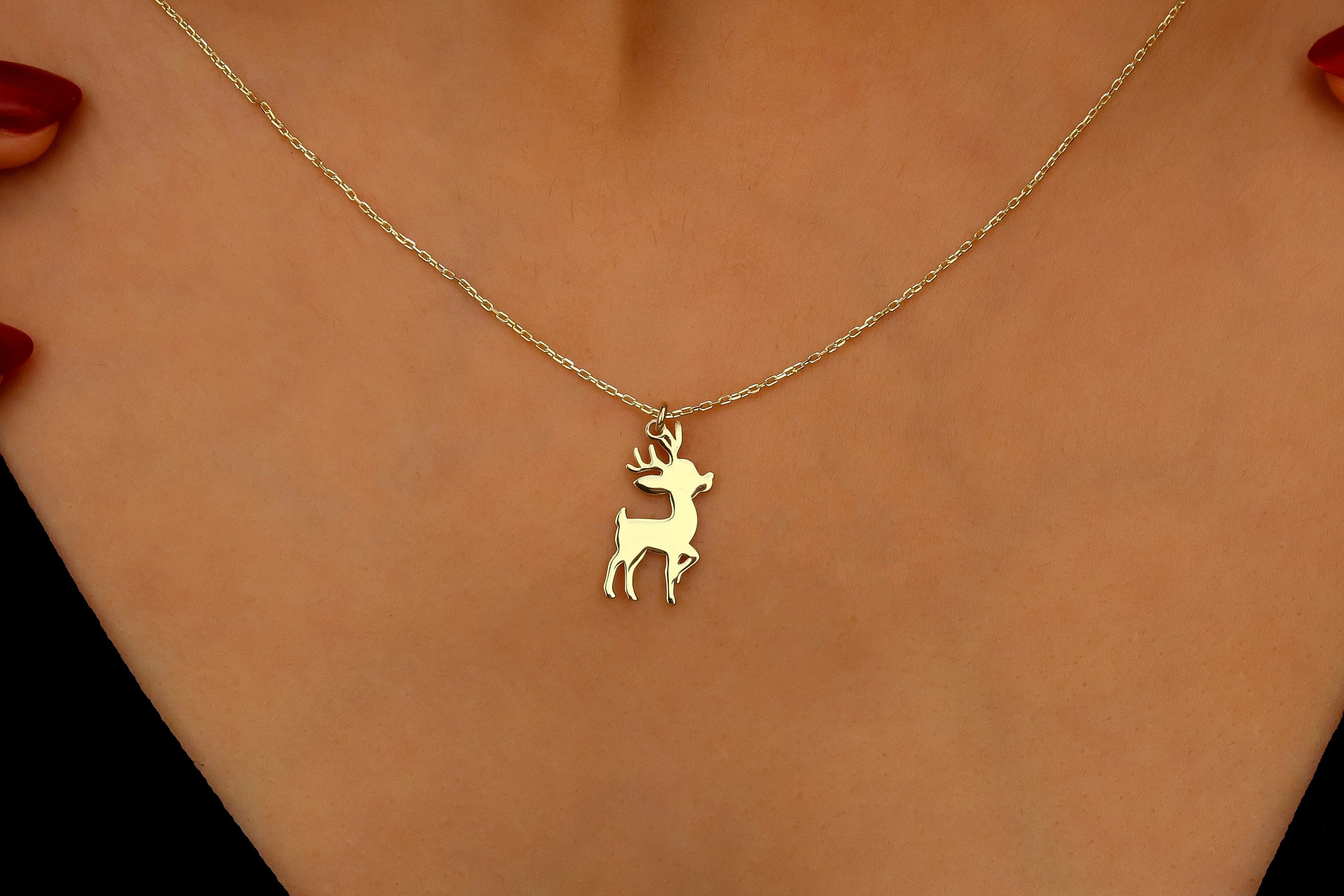 Fawn Elegance Sterling Silver Necklace - Handmade Deer Pendant Jewelry