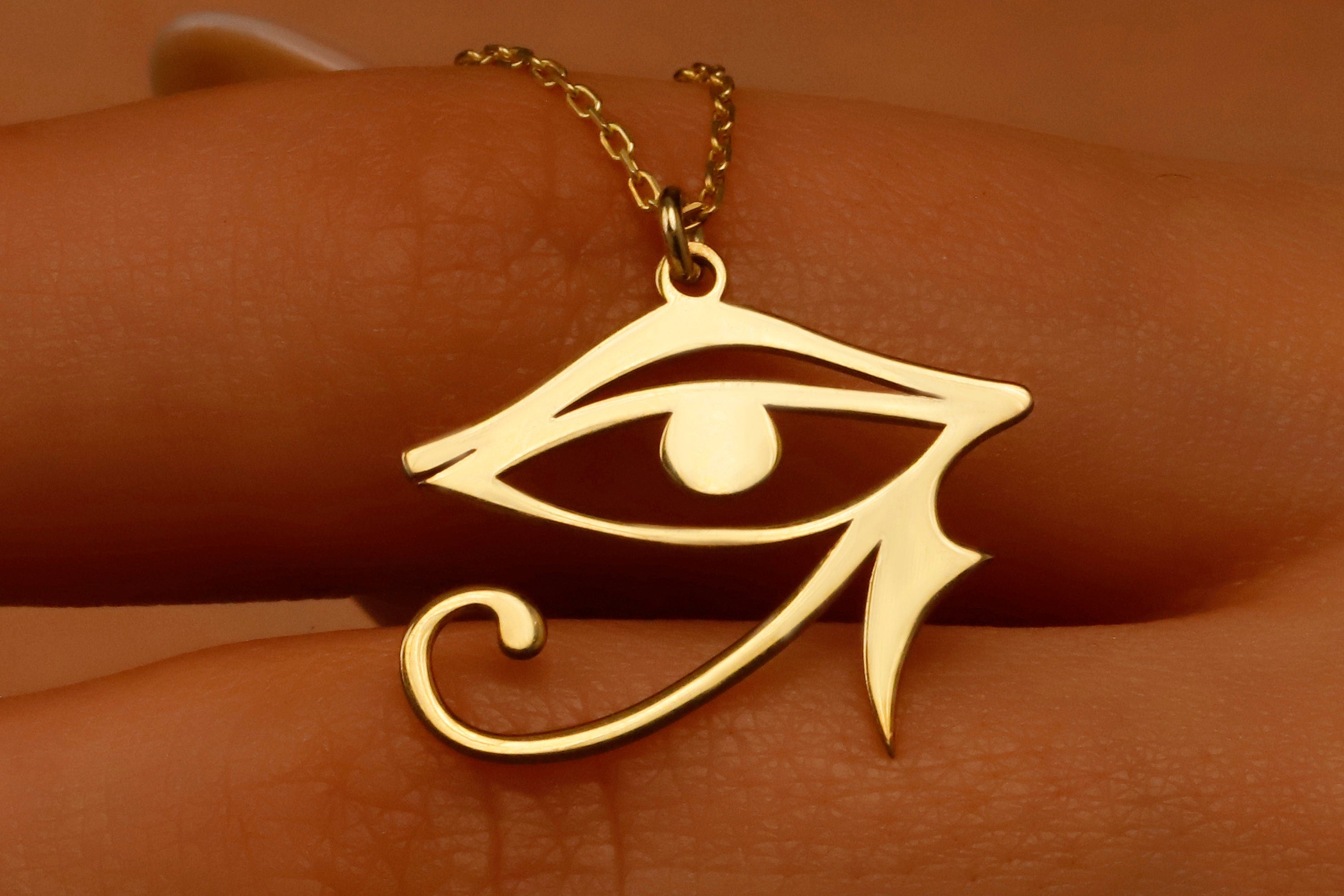 Horus Jewelry Gold Eye of Ra Pendant Necklace