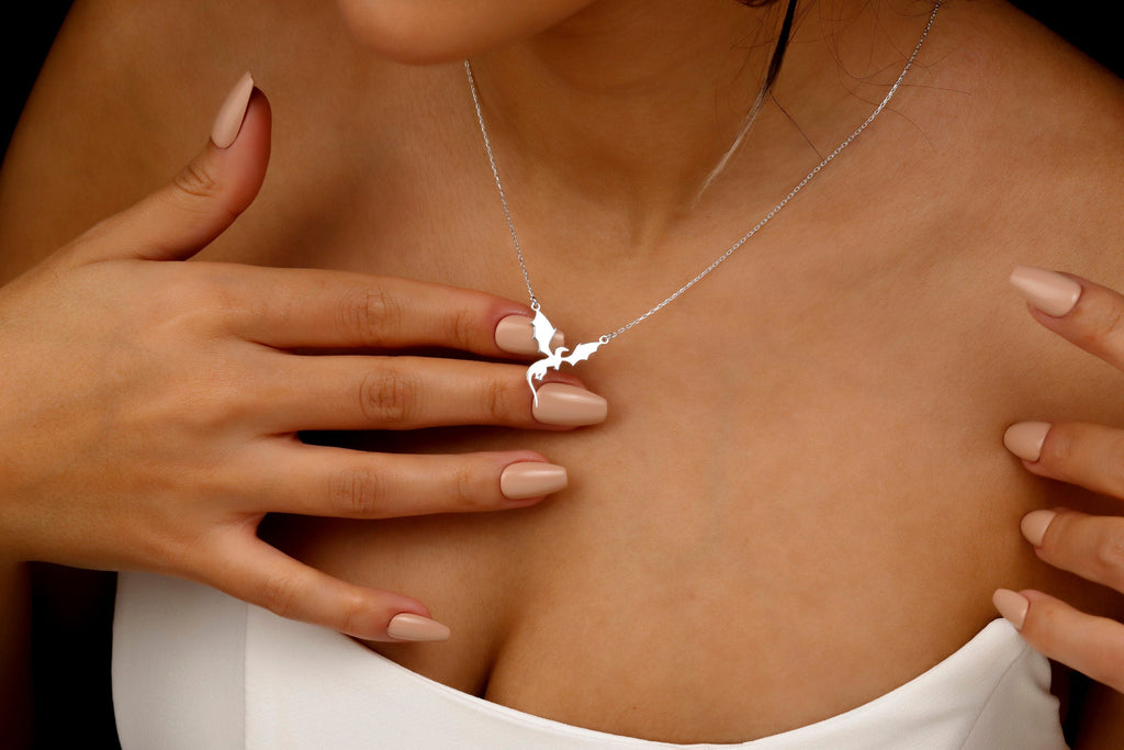 Dragonfire Jewelry Dragon Necklace - 14K Gold Year of the Dragon Design in Silver, Gold & Rose