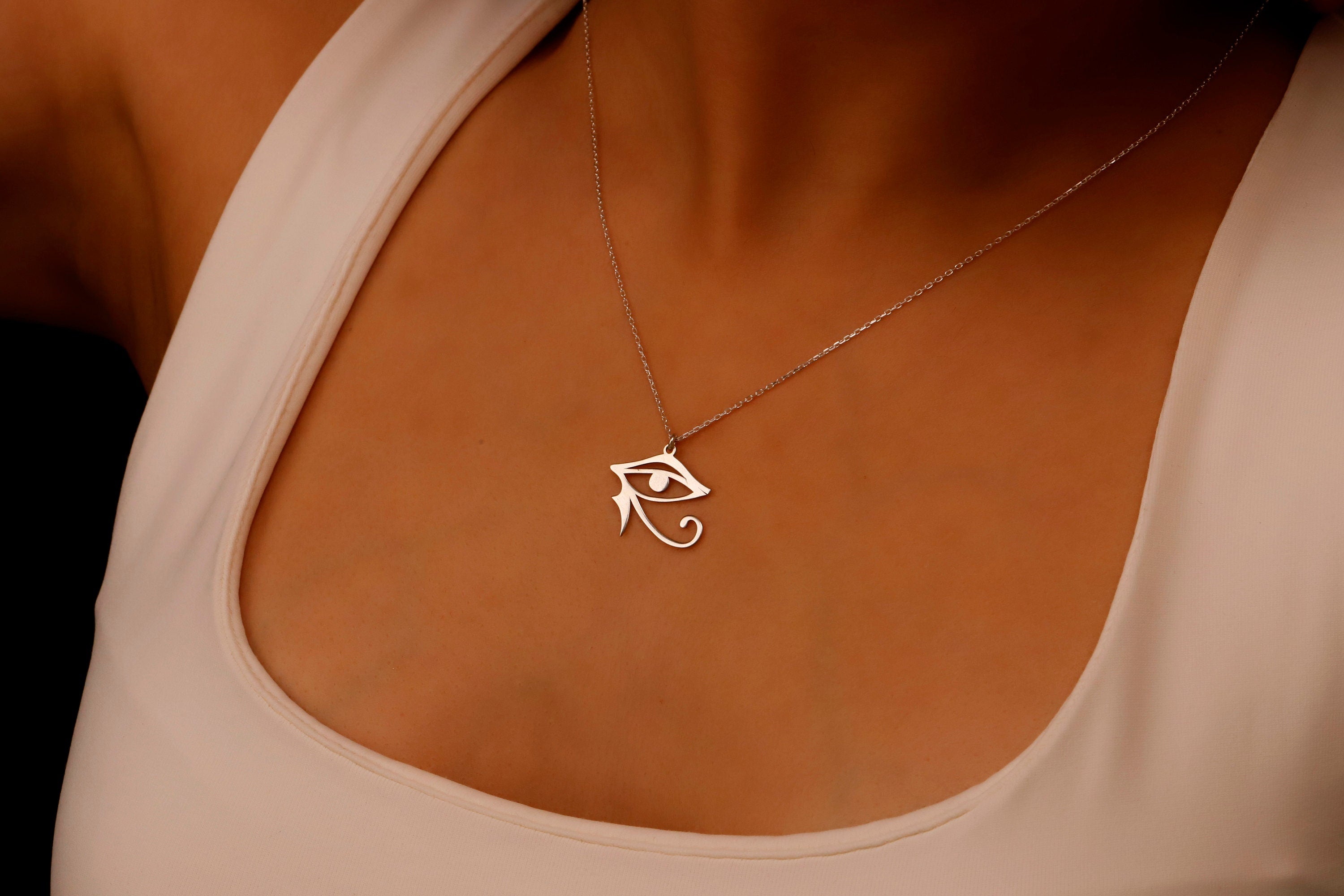Horus Jewelry Gold Eye of Ra Pendant Necklace