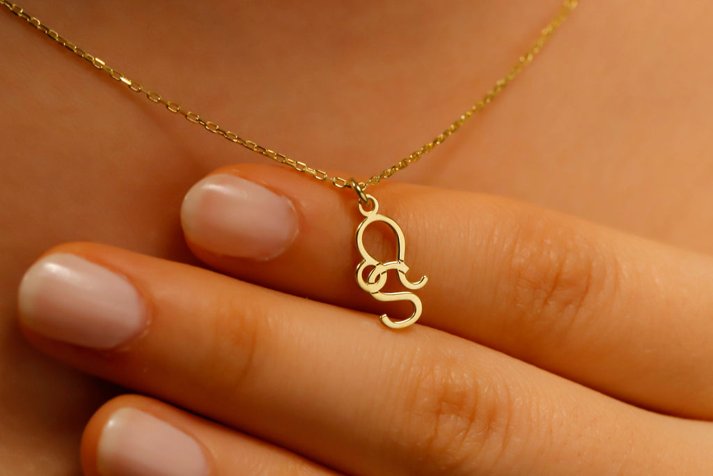 Zodiac Sign and Initial Necklace by SilverGoldandRose