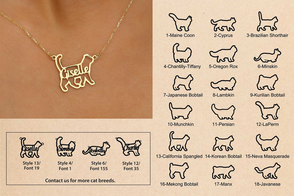 Cat's Meow Jewelry Cat Name Necklace - Personalized Pet Charm for Unique Style