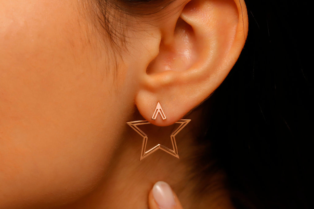 Starry Elegance Ear Jacket Earrings - Dazzling Sterling Silver Design