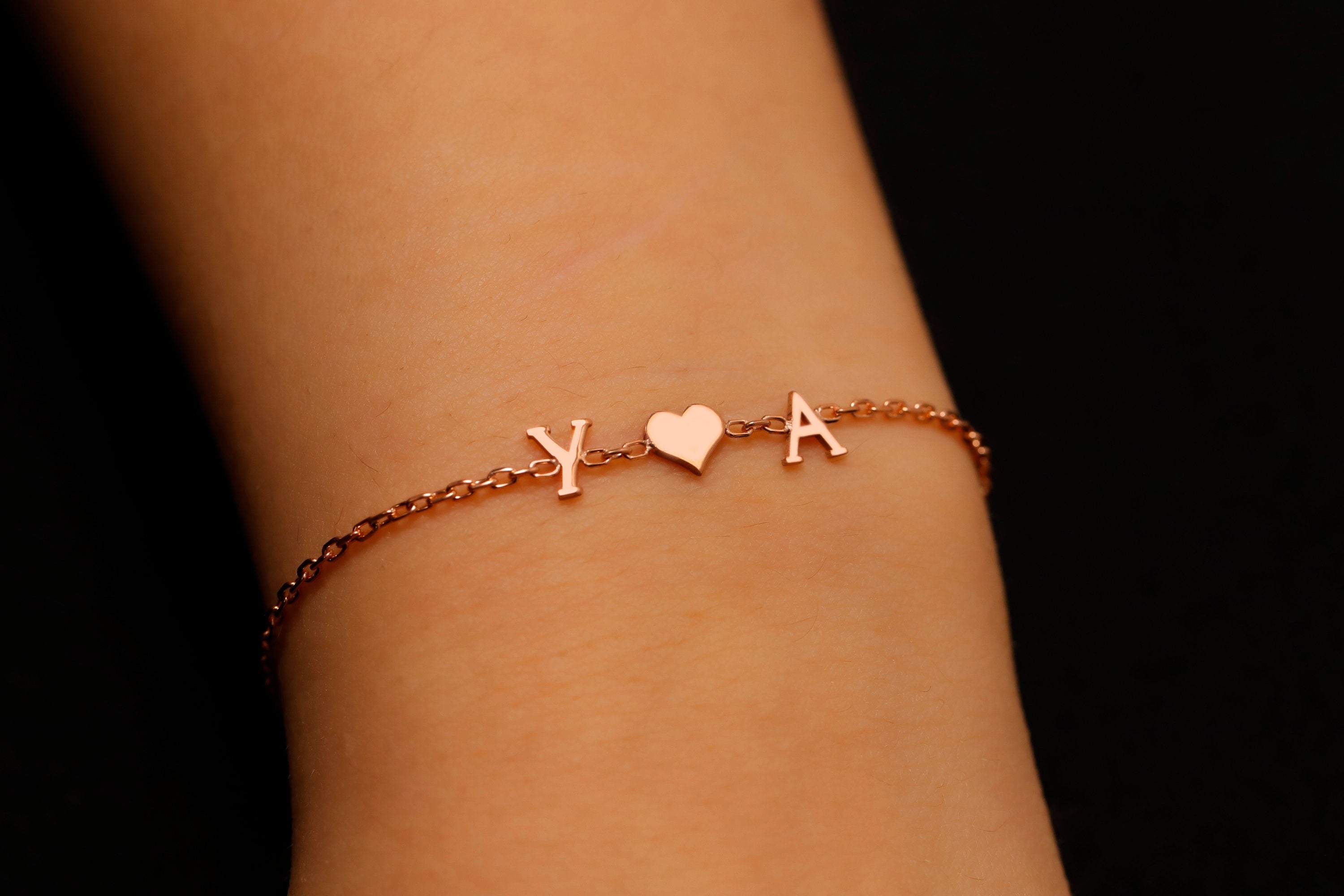 Heartfelt Creations Personalized Initial Bracelet - Sterling Silver Heart with Custom Birthstone for Couples