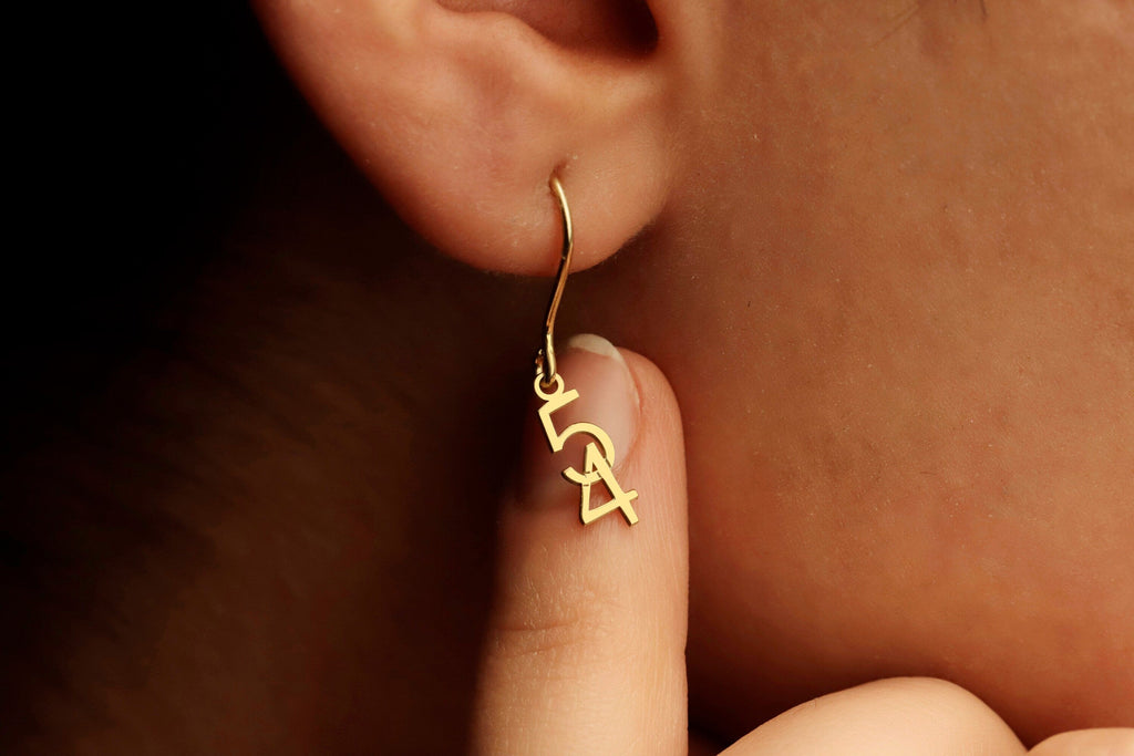 Lucky Charm Jewelry Sterling Silver Number Drop Earrings