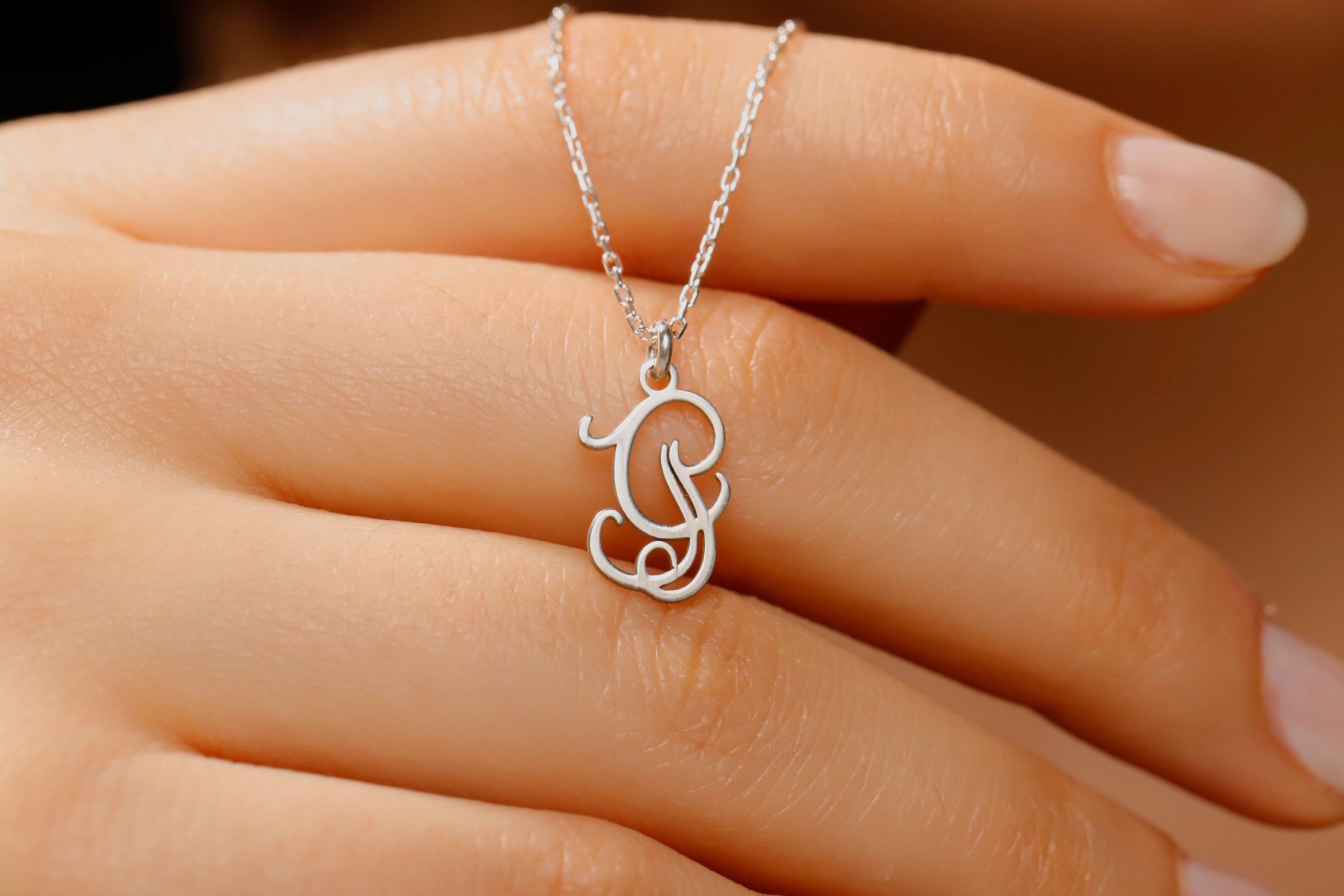Dainty Initial Necklace by SilverGoldandRose