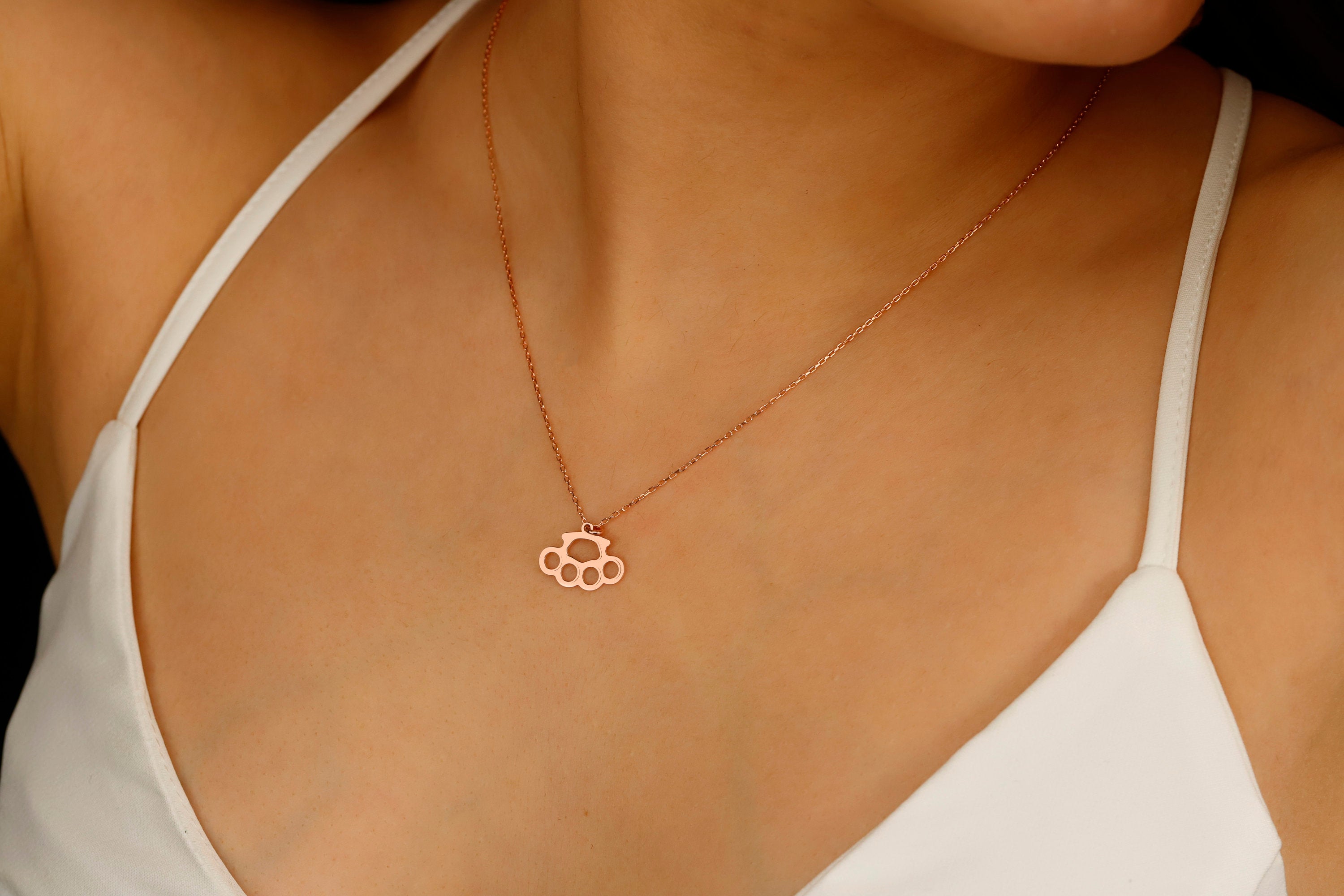 Silver Knuckle Necklace | Gold-Filled Men's Fist Pendant | Minimalist Schlaging Design