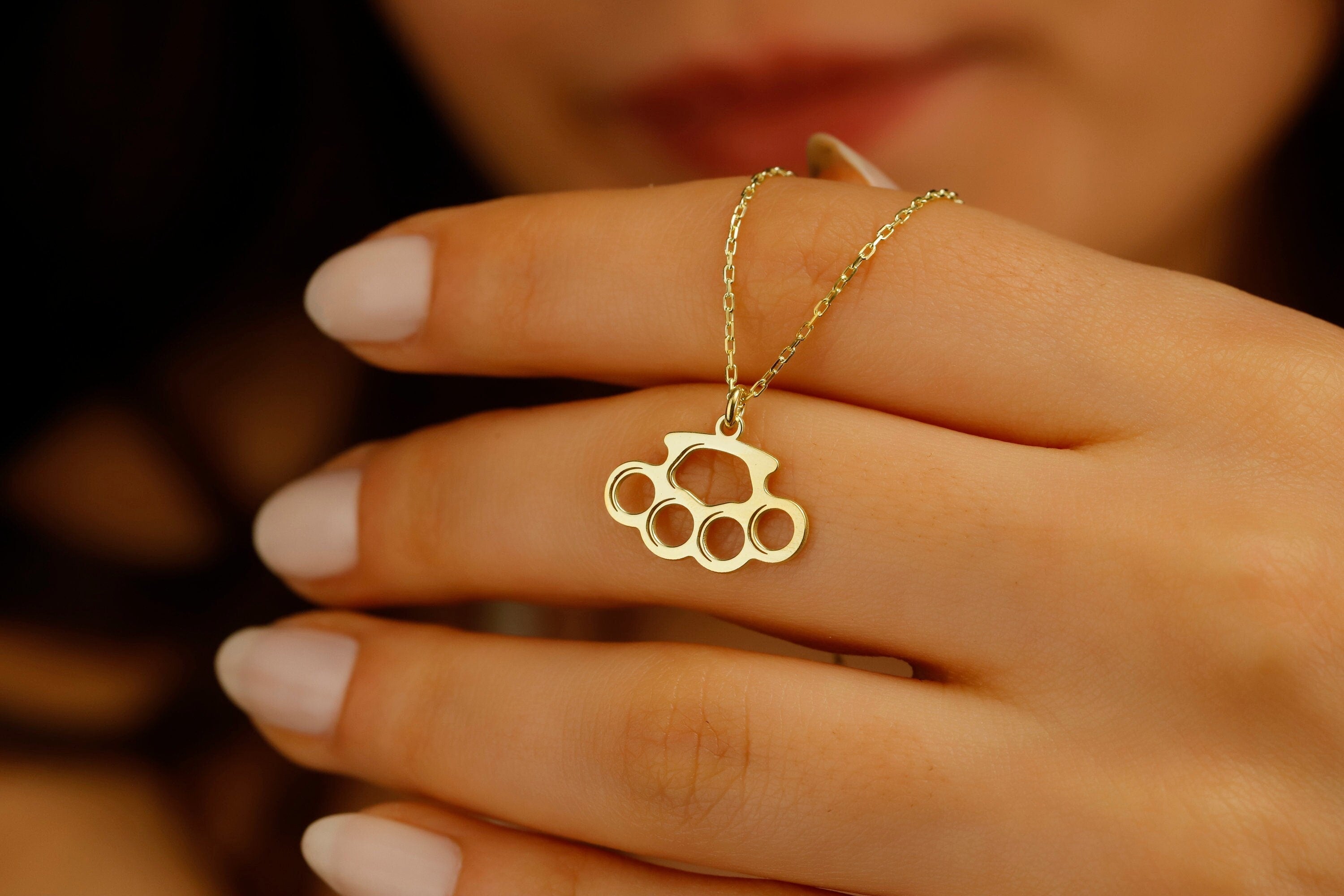 Silver Knuckle Necklace | Gold-Filled Men's Fist Pendant | Minimalist Schlaging Design