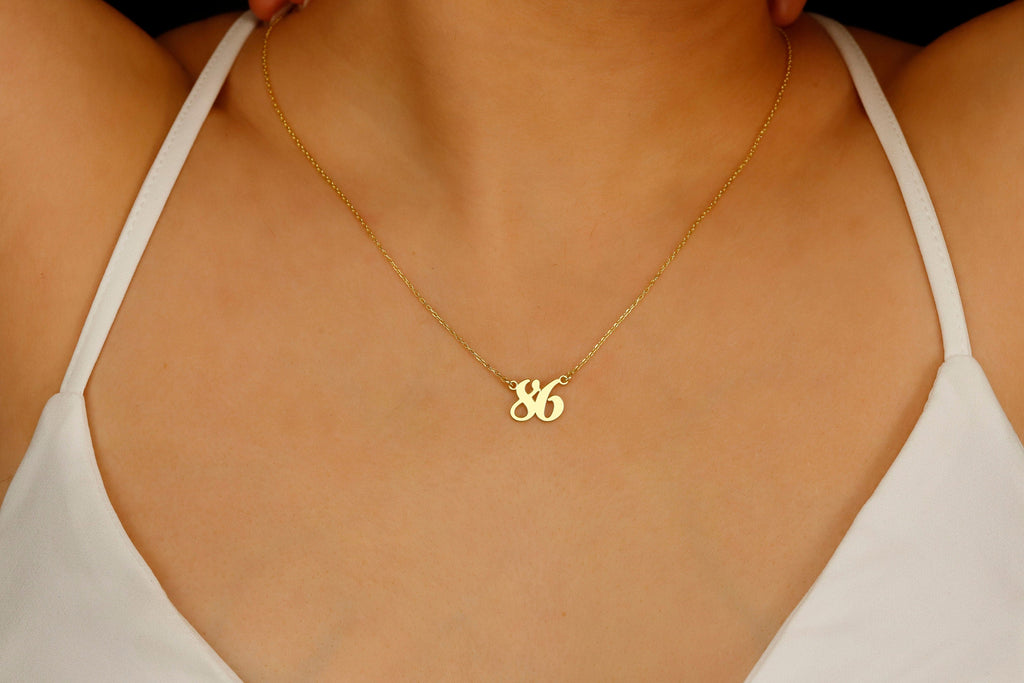 Personalised Year Necklace | Custom Birth Date & Lucky Number Jewelry | Meaningful Birthday Gift