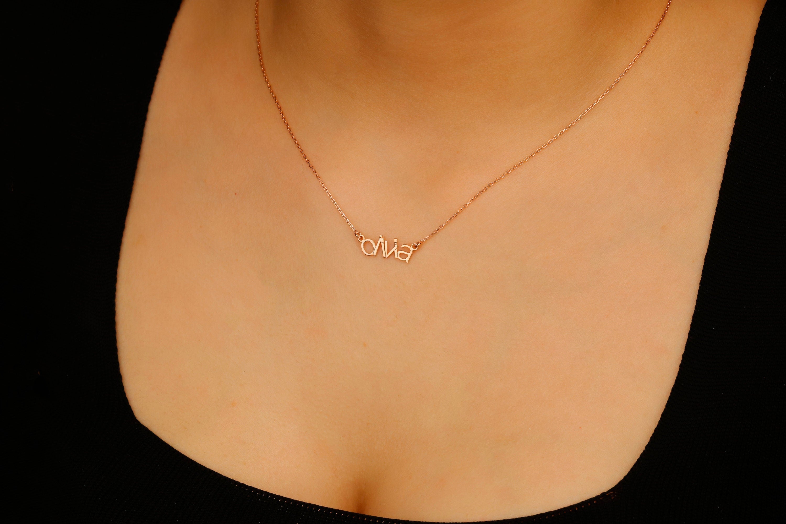 14K Gold Name Necklace - Personalized Initial Jewelry