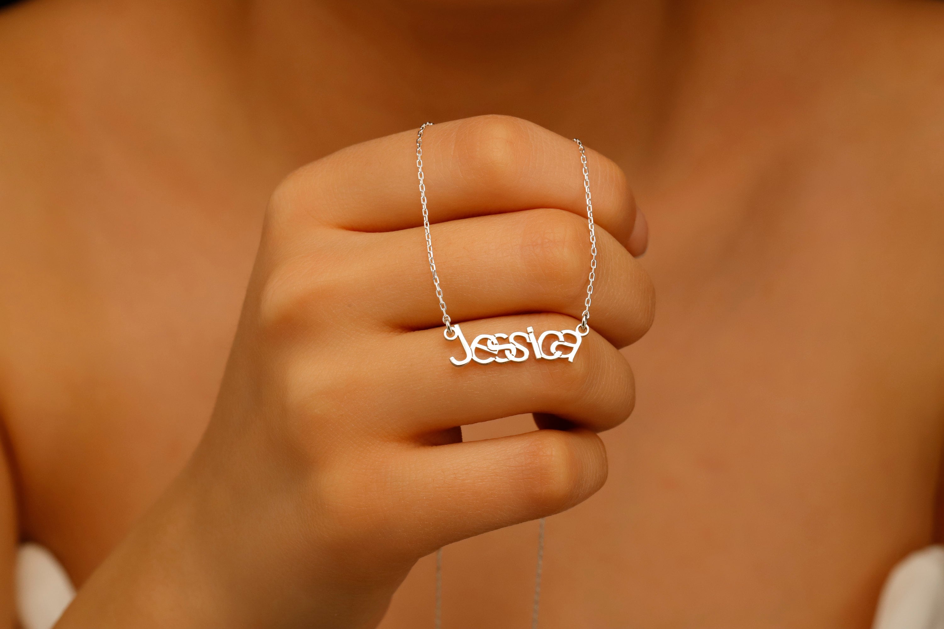 Ethereal Creations Personalized Asymmetrical Name Necklace - Unique & Stylish Design for a Meaningful Touch