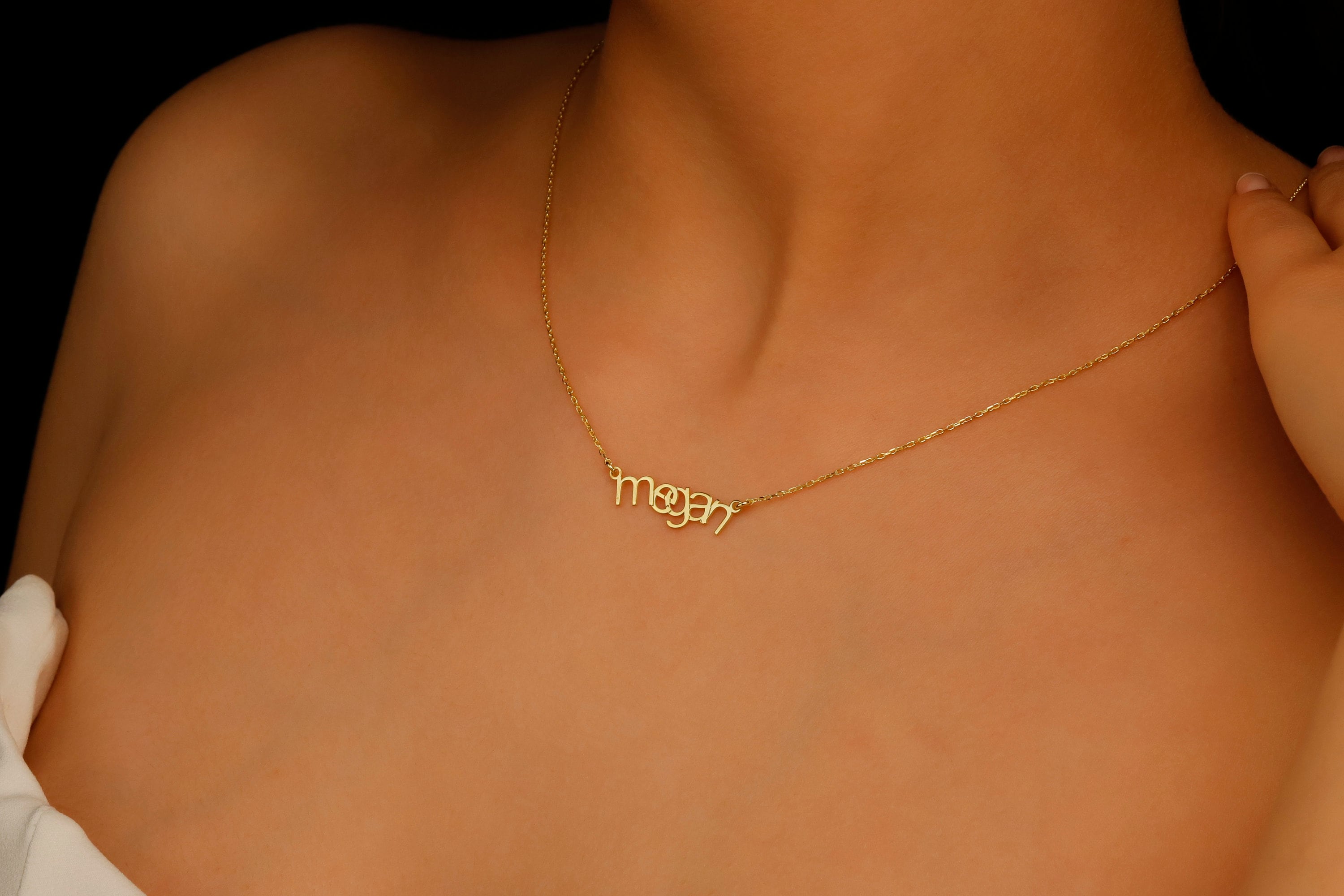 Ethereal Creations Personalized Asymmetrical Name Necklace - Unique & Stylish Design for a Meaningful Touch