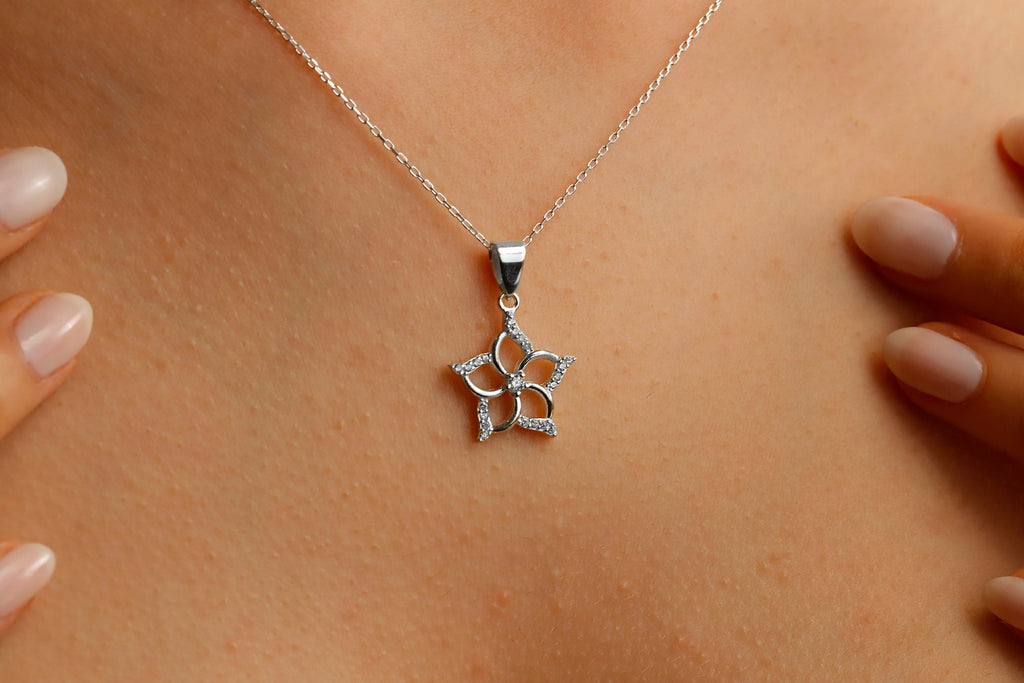 Aphrodite Dainty CZ Diamond Venus Flower Necklace | Symbol of Love & Beauty | Protection Pendant