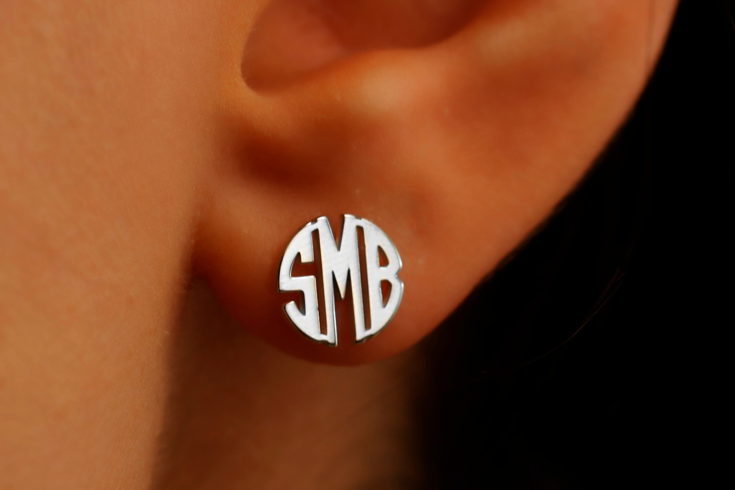 Dainty Monogram Earrings - Personalized Minimalist Jewelry with Custom Block Letters