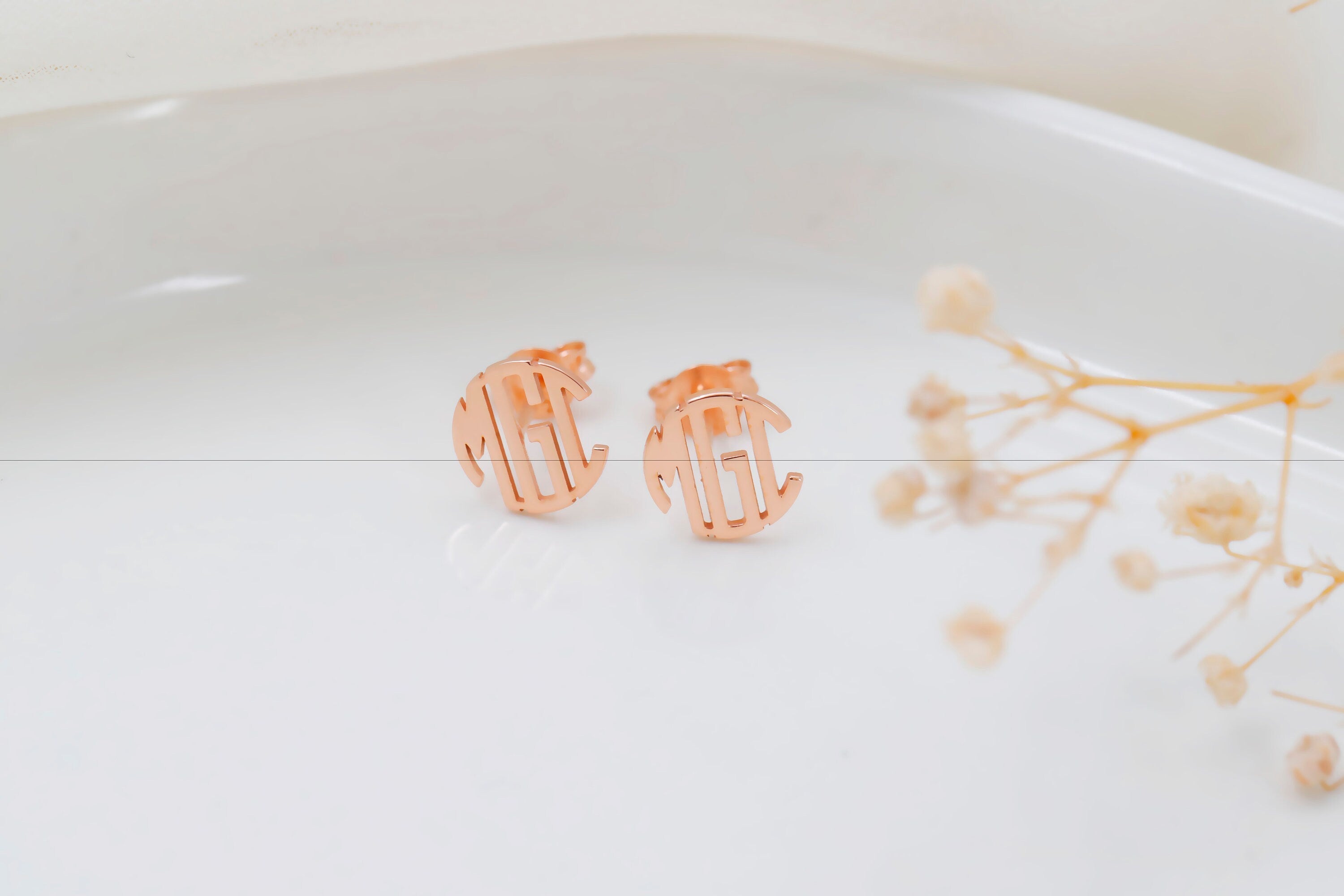 Dainty Monogram Earrings - Personalized Minimalist Jewelry with Custom Block Letters
