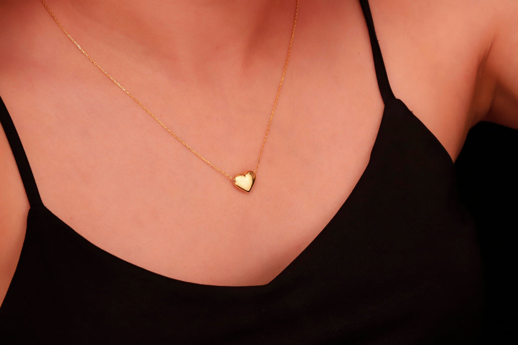 Heartfelt Charms Puffy Heart Pendant Necklace - A Dazzling Expression of Love