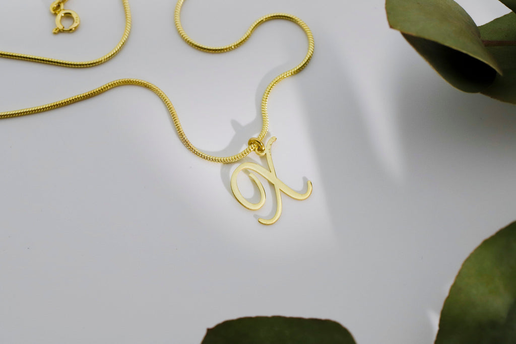 Dainty 14K Gold Initial Necklace with Snake Chain – Personalized Elegance for Every Occasion