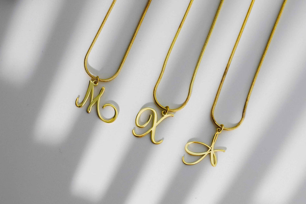 Gleam Letter Necklace - Dazzling Charm with Elegant Snake Chain