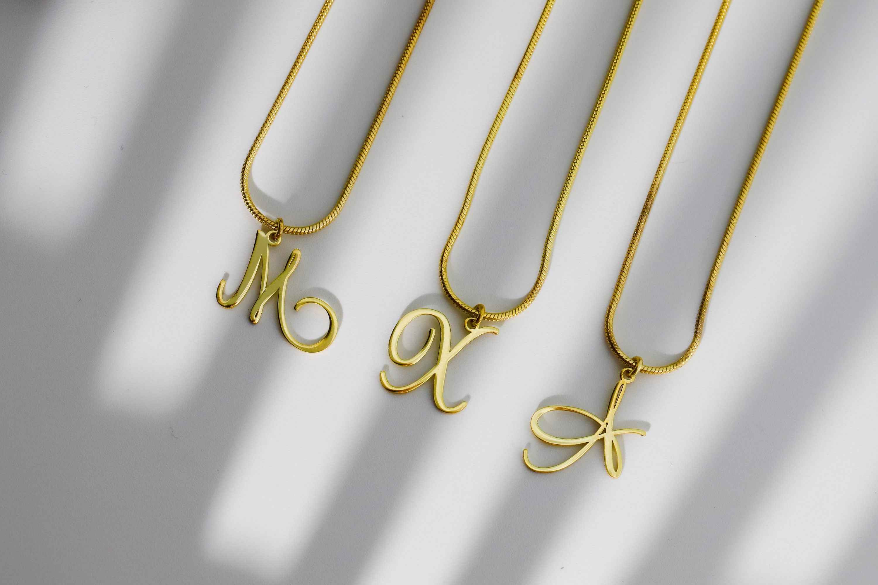 Gleam Letter Necklace - Dazzling Charm with Elegant Snake Chain