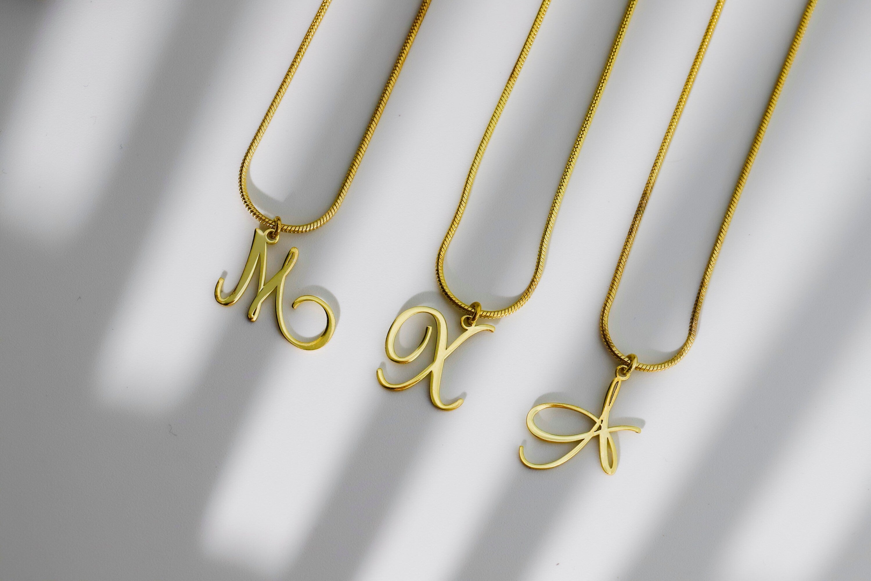 Dainty 14K Gold Initial Necklace with Snake Chain – Personalized Elegance for Every Occasion