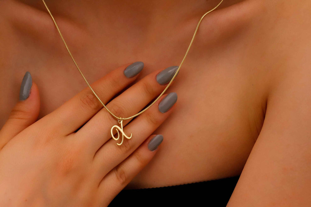 Gleam Letter Necklace - Dazzling Charm with Elegant Snake Chain