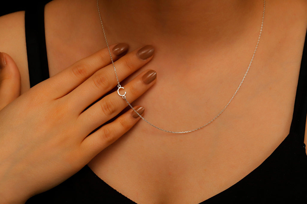 Dainty Sideways Initial Necklace | Custom Minimalist Jewelry for a Personal Touch