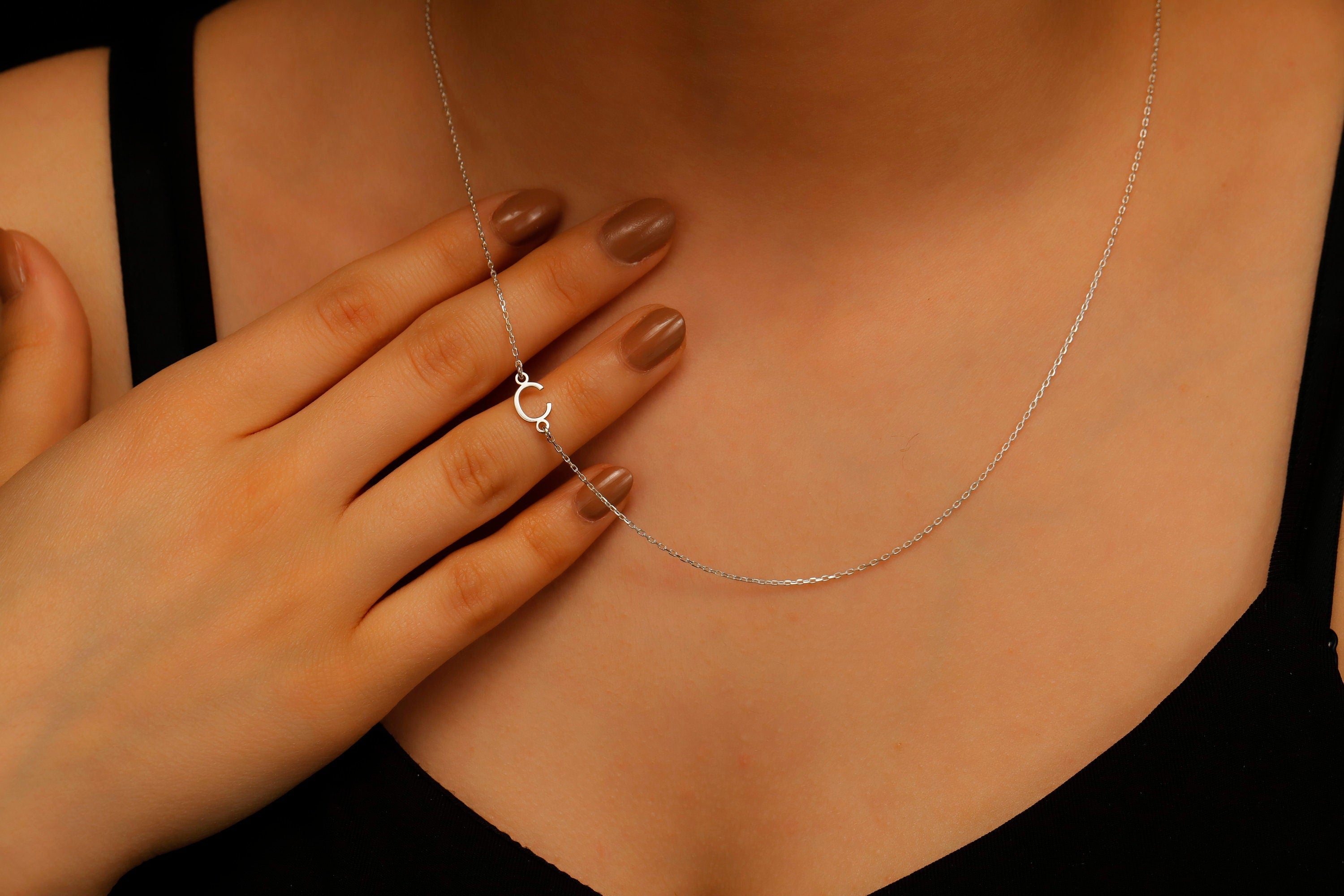Dainty Sideways Initial Necklace | Custom Minimalist Jewelry for a Personal Touch